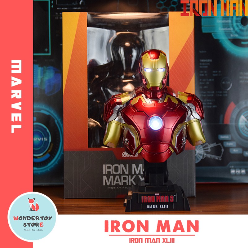 Mô hình Iron Man bán thân có LED 1/4 23cm Avengers