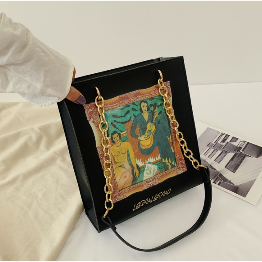 TÚI TOTE DA, TÚI ĐEO CHÉO IN HỌA TIẾT 3D DÂY DA PHỐI XÍCH SANG CHẢNH BH 485 | BigBuy360 - bigbuy360.vn