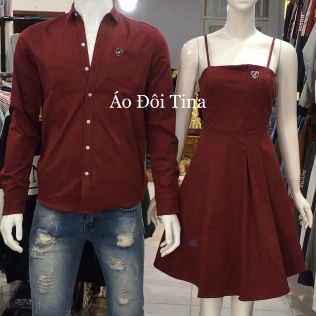 SET ĐỒ ĐÔI NAM NỮ ĐẸP COUPLE TINA SET ĐỒ CẶP NAM NỮ HAI DÂY MÀU ĐỎ MẬN CỰC TÔN DA TÔN DÁNG CHO CÁC CẶP ĐÔI