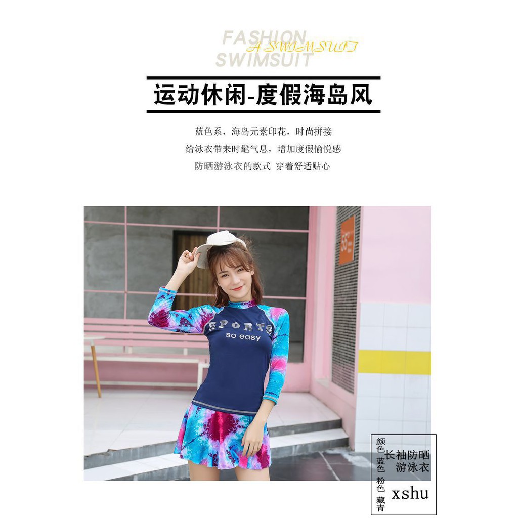 đồ bơi hai mảnh váy + áo dài tay | BigBuy360 - bigbuy360.vn