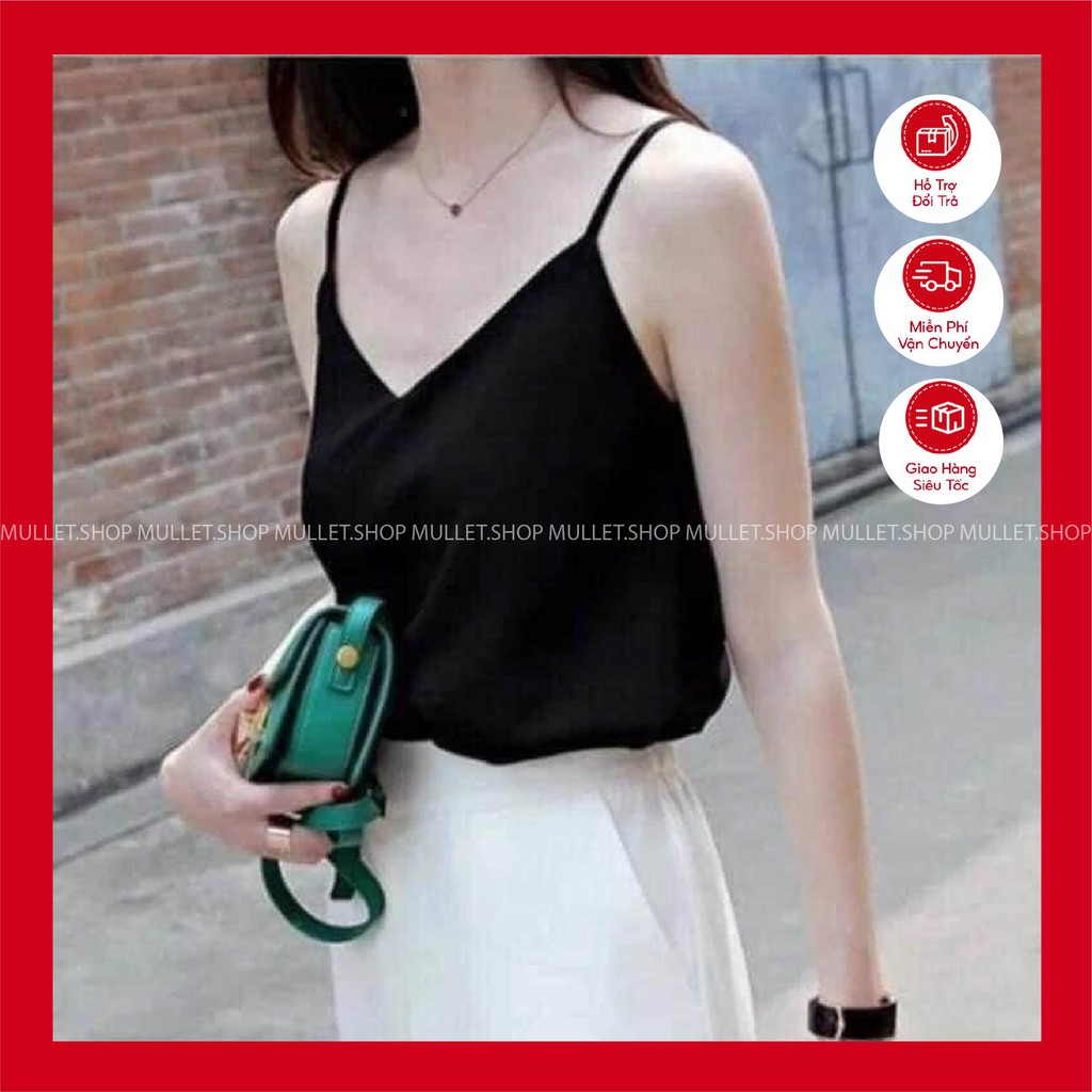 Áo 2 Dây Nữ Lụa Hàn Cổ Trễ Siêu Hot 2021