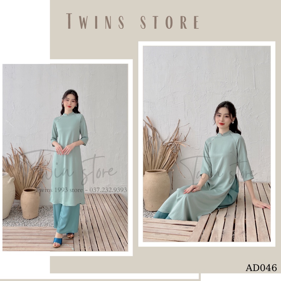 Áo dài nữ KÈM QUẦN, dáng suông uốn eo TWINS STORE chất lụa tây thi ánh nhẹ, mềm mịn - AD046