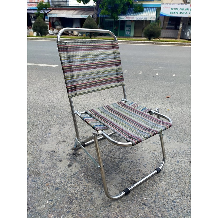 Ghế Xếp Inox Thổ Cẩm Cà Phê Trà Chanh Du Lịch Dã Ngoại