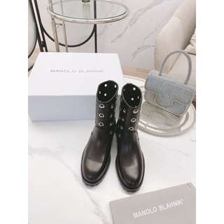 Boot nữ da thật thời trang cao cấp Manolo Blahnik phong cách đường phố, thời thượng