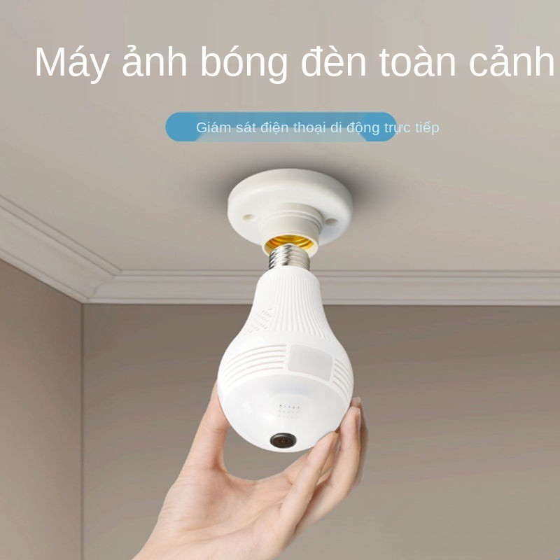 Bóng đèn 360 độ nhìn toàn cảnh ban đêm nét cao thông minh mạng wifi không dây camera giám sát điện thoại di độn