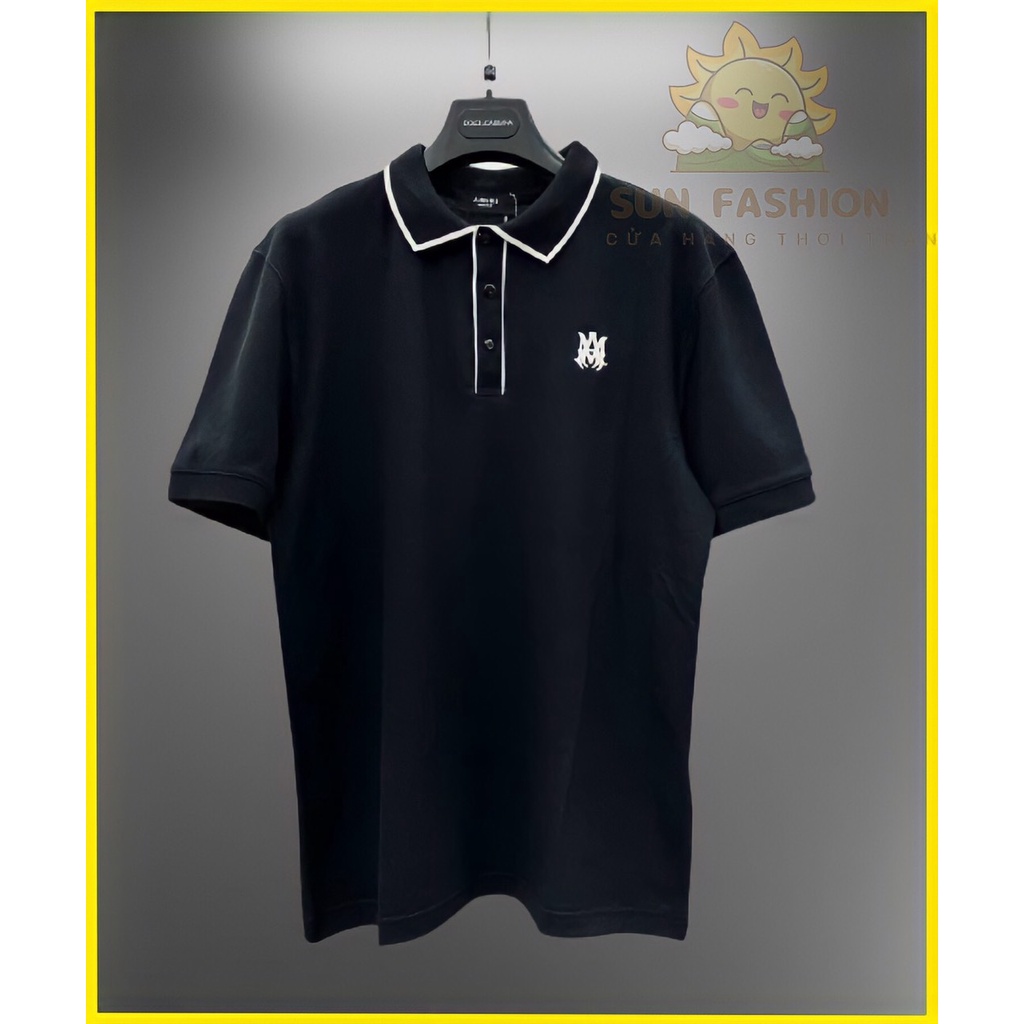 Áo phông polo nam tay lỡ SUN cổ trụ viền cao cấp, chất vải cotton, dáng hàn quốc, co giãn 4 chiều