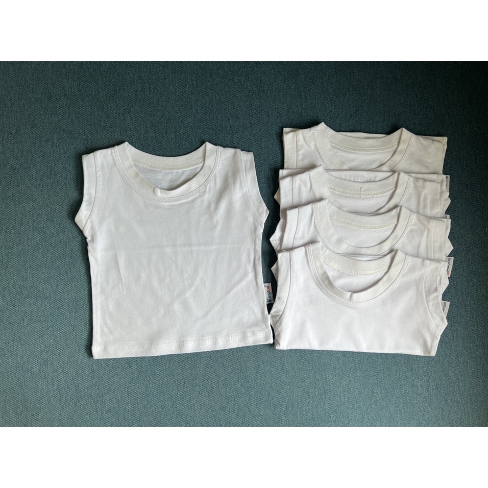Áo thun sát nách màu trắng chất cotton mềm mát mặc nhà cho bé(3- 35kg)