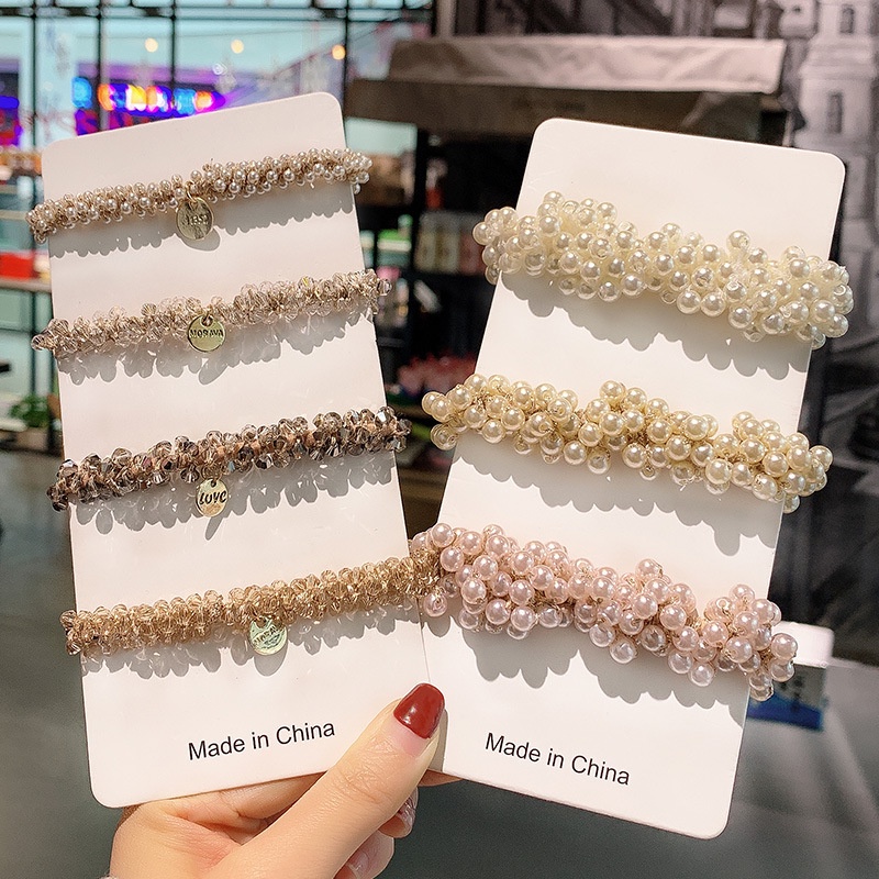 Dây Buộc Tóc Cao Su Đính Hạt Ngọc Trai Thời Trang Cho Nữ