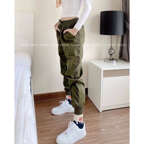 Quần JOGGER KAKI Thể Thao Nam nữ Unisex XANH LÍNH Hàng VNXK Chính Hãng AGE2X.