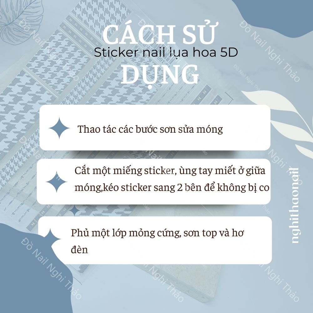 Sticker nail lụa hoa 5D