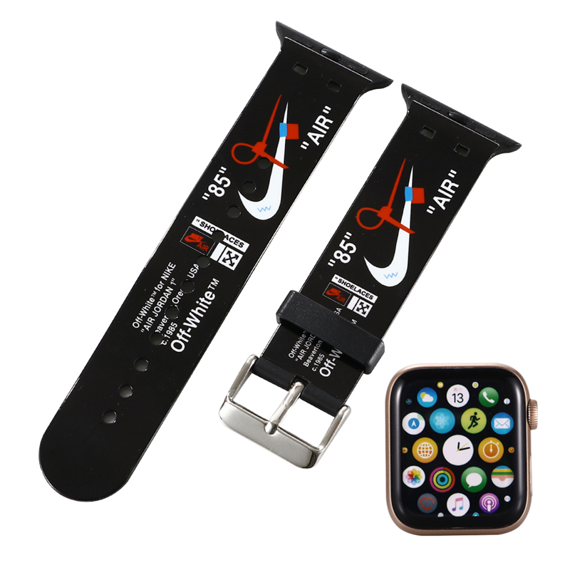 OFF WHITE Dây Đeo Tay Bằng Silicone Mềm Cho Đồng Hồ Apple Watch Series 6 Se 5 4 3 2 1 44mm 40mm 38mm 42mm