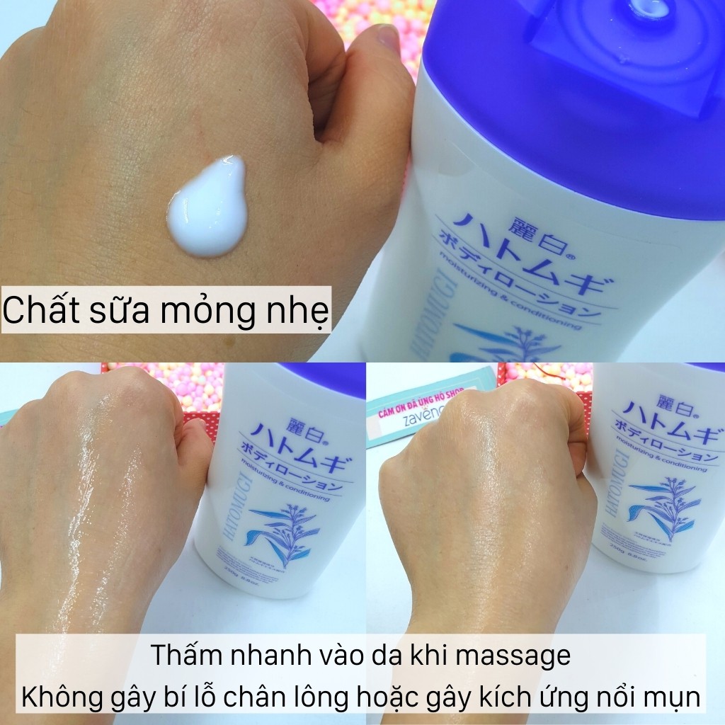 Kem dưỡng ẩm HATOMUGI The Body Milk sữa dưỡng thể toàn thân ban đêm 250ML- ZAVENCI Official