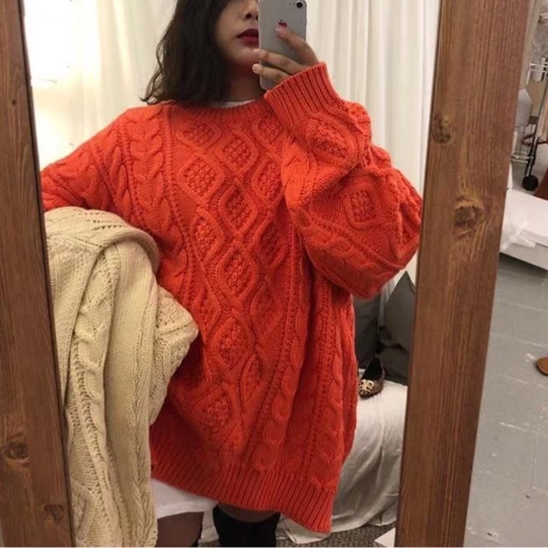 Áo Len Nữ Dài Tay Cổ Tròn Form Rộng Thời Trang Hàn