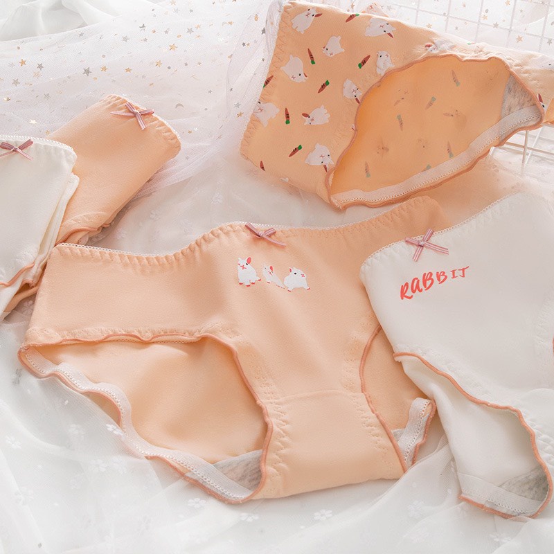 Quần Lót Nữ Cotton Thỏ Màu Cam Pastel Siêu Hot 211