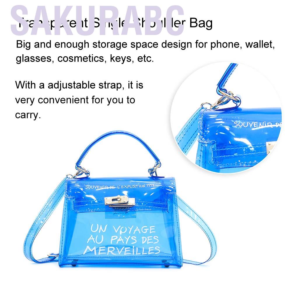 Túi đeo chéo trong suốt bằng nhựa PVC khóa xoay thời trang cá tính cho nữ