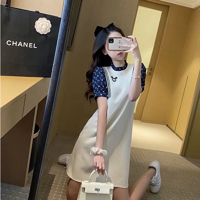 French dress women's summer 2021 new style temperament design sense of minority retro short sleeve white skirt