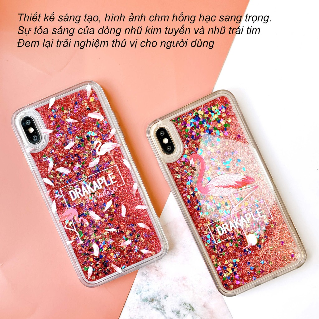 Ốp lưng Kim tuyến Nhũ chảy Hạc Đỏ - Iphone Oppo Samsung Huawei