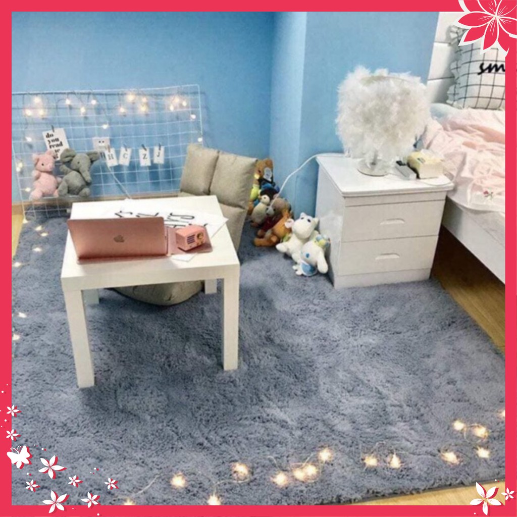 Thảm lông trải sàn size 1m6 x 2m (Đủ Màu ) - Hàng loại 1 có mặt chống trượt lông dài Chất Lượng