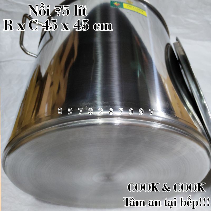 Nồi súp inox 55, 60, 70, 75 lít đáy từ size 45 nồi hầm xương, nồi luộc gà, nồi luộc bánh chưng, nồi phở, nồi quân dụng