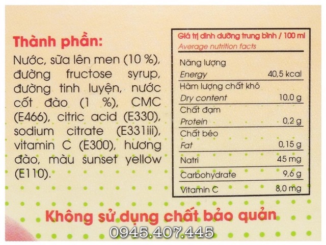 Sữa chua lên men Dalat Milk Cool C đào