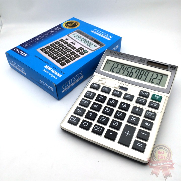 Máy tính kế toán 12 số CT Citizen 912S Năng lượng mặt trời cao cấp Full đầy đủ chức năng