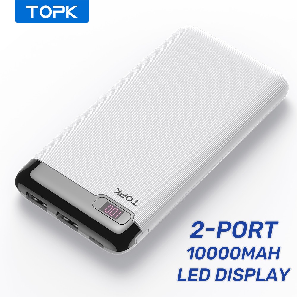 Pin Sạc Dự Phòng TOPK I1013 10000mAh Có Đèn LED Cho Xiaomi Huawei iPhone 12 Samsung - Toplink