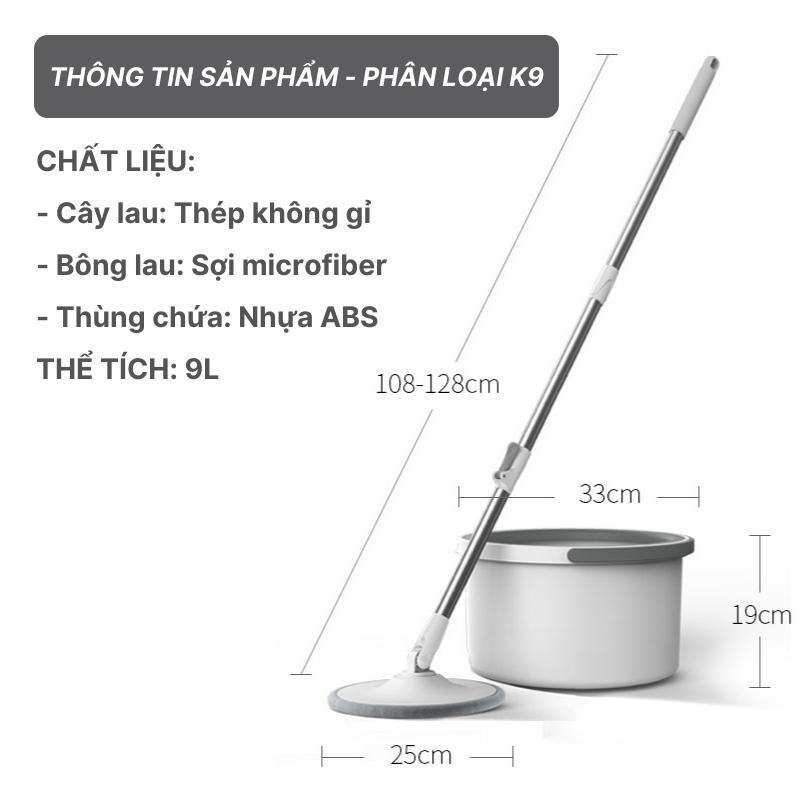 [GOSO] Bộ Cây Lau Nhà Thông Minh, Bộ Cây Lau Nhà Tự Vắt Xoay 360 Độ Kèm Thùng Tự Vắt Cao Cấp