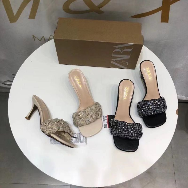 X(ẢNH THẬT) Guốc 7p Zara Quai Nhũ Da Mềm Êm Fullbox Tem Hãng Cao Cấp