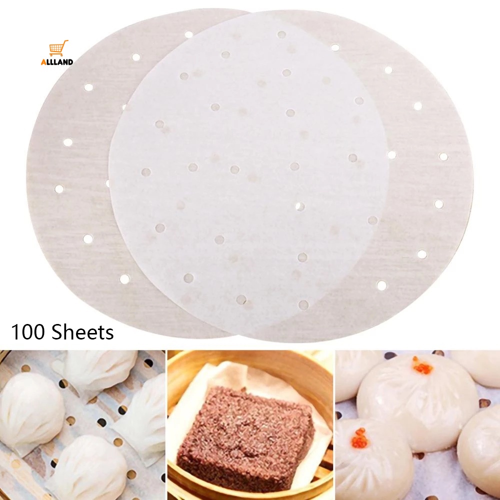 Set 100 giấy lót hấp bánh hình tròn chống dính sử dụng một lần tiện lợi