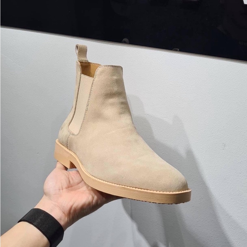 Giày Chelsea Boots Da Bò Lộn Màu Tan_Bảo Hành 12 Tháng