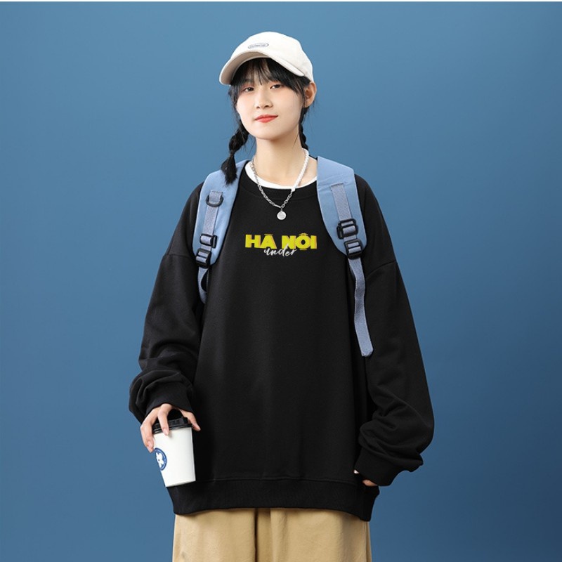 Áo sweater LOGO under Hà Nội Form Rộng, Áo hoodie nỉ UNISEX Nam Nữ In Hình Local Brand mã 58 | BigBuy360 - bigbuy360.vn
