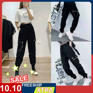 QUẦN JOGER NỮ,QUẦN JOGER KAKI CÓ DÂY XÍCH PHONG CÁCH HIP HOP