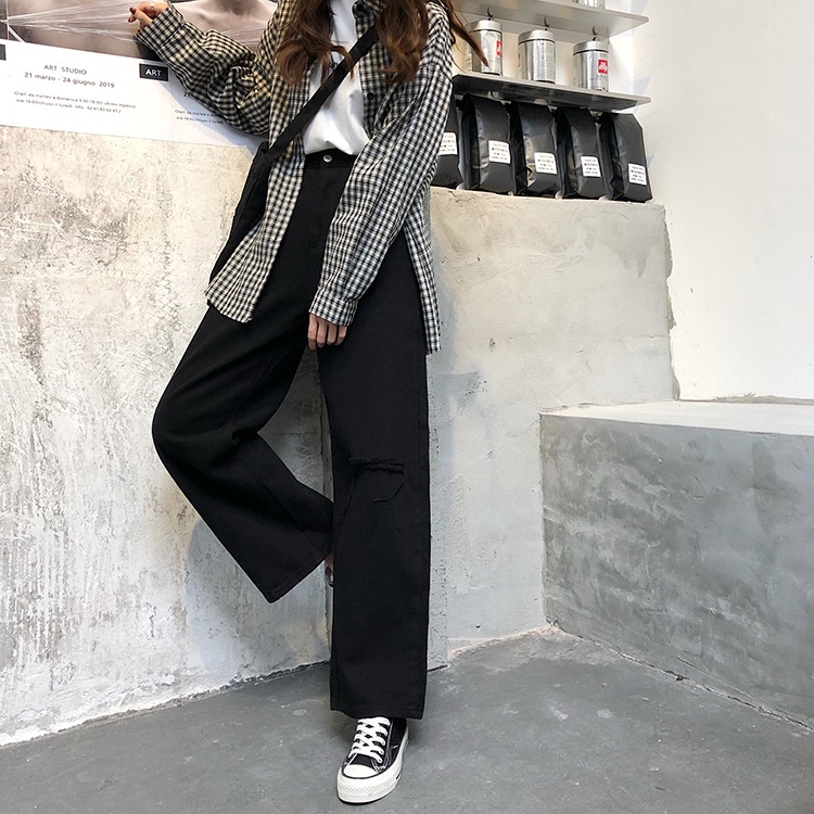 Quần Dài Jean Bigsize Ống Rộng Xanh Đá/ Xanh Đậm/ Đen/ Xám Basic - Lưng Cao Siêu Tôn Dáng QJ002
