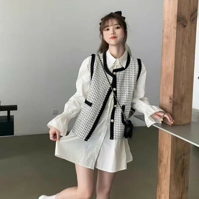 Set đầm Ullzang tay bồng 📷