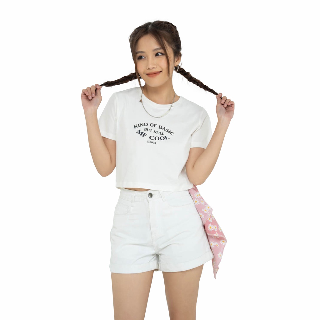 Áo Thun BOO Nữ Dáng Croptop Cotton Cao Cấp In Graphic MF COOL Phong Cách Gen Z