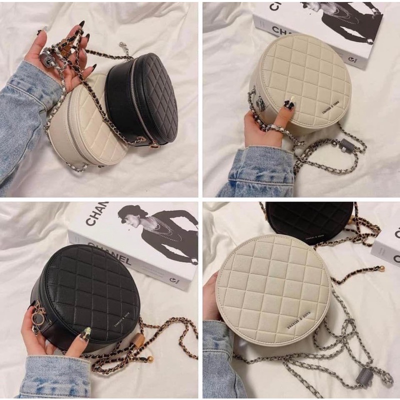 [Auth-Sing] Túi tròn chần bông Charles Sing quilted circle bag(Ck2-806809150