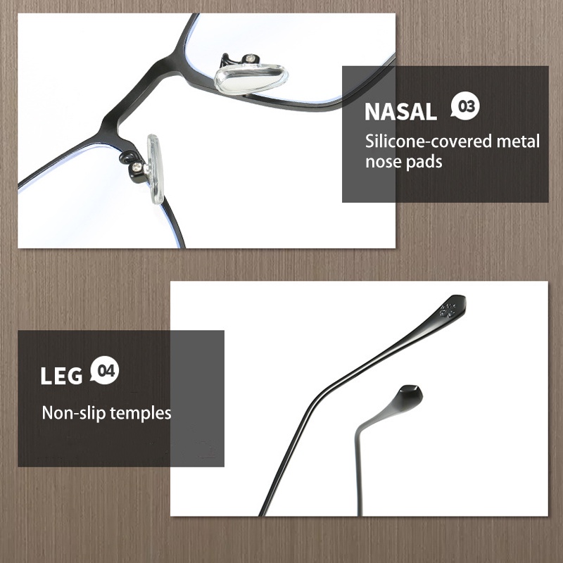 Mắt Kính Gọng Vuông Bằng Kim Loại Chống Bức Xạ Phong Cách Retro Cho Nam