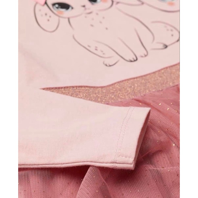 Váy cotton thỏ HM hồng