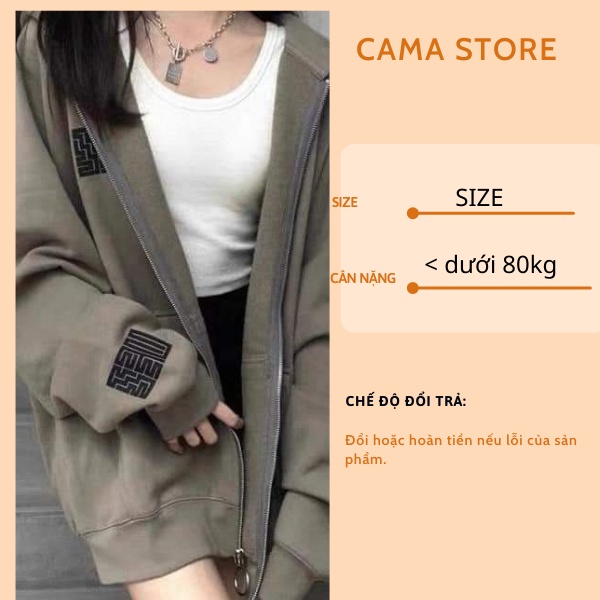 Áo khoác nỉ nữ hoodie form rộng cute hàn quốc CaMa Store M407