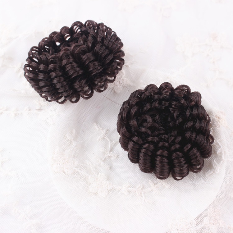 Cột tóc giả búi xoăn kèm nơ vải cho bé gái dễ thương BE11