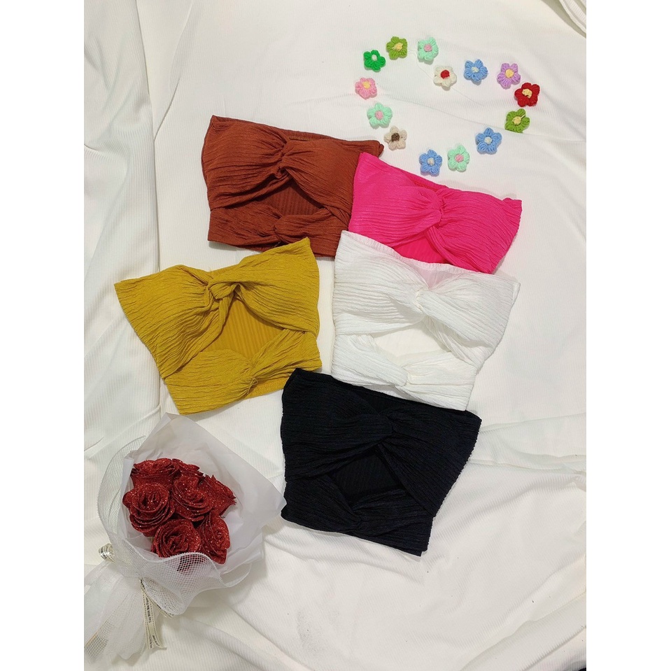Áo ống croptop xoắn ngực xoắn bụng có mút sexy chất xốp dày dặn ( ảnh thật )