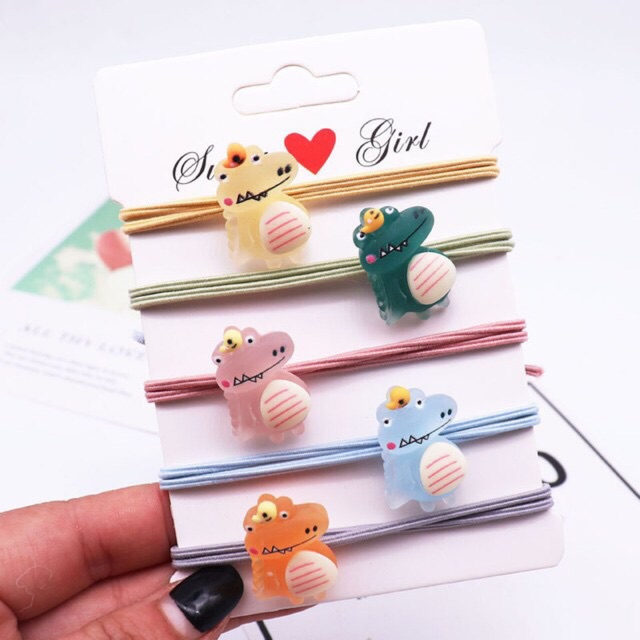 Set 5 dây buộc tóc khủng long