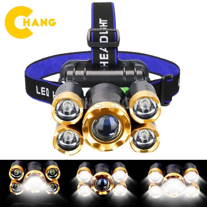 Đèn Pin Đội Đầu T6 5 Bóng Siêu Sáng Kèm Pin Sạc rẻ như bán sỉ 100% 🔥 𝐅𝐑𝐄𝐄 𝐒𝐇𝐈𝐏 💥