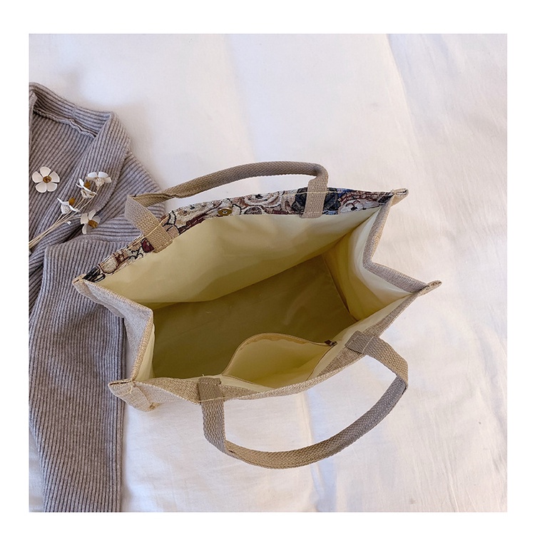 Túi Xách cotton Lanh Sức Chứa Lớn In Hình Gấu Thời Trang Đa Năng Thường Ngày Cho Học Sinh