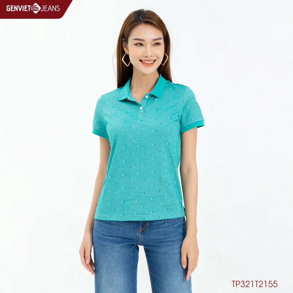 Áo Polo Nữ Cộc Tay Họa Tiết Nhí TP321T2155 GENVIET
