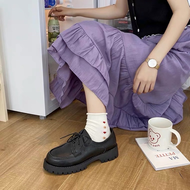 (Sẵn size 37) Giày Ulzzang buộc dây cá tính, đế cao phong cách basic, U18