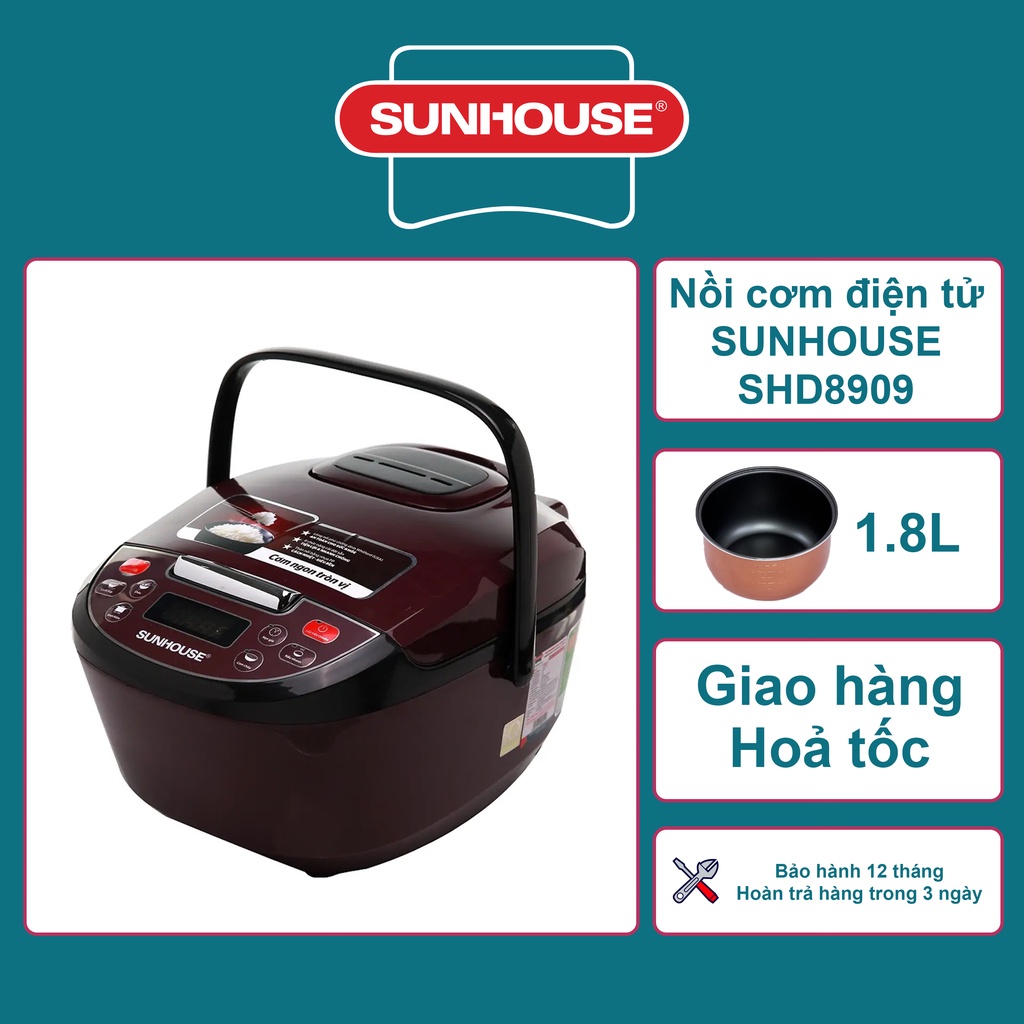Nồi cơm điện tử 1.8L SUNHOUSE SHD8909 ( Dùng cho 4 - 6 người ăn )
