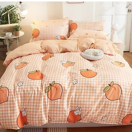 Chăn Trần Bông Gòn Tự Nhiên Siêu Ấm Áp, Kích thước m8x2m Họa Tiết QUẢ ĐÀO CAM