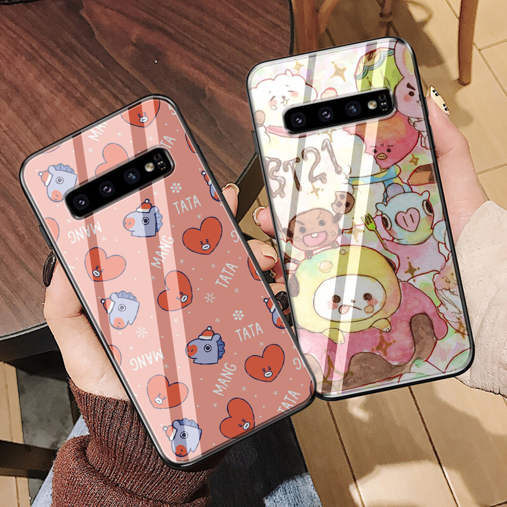 Q76 Cute new cartoon design BTS BT21 Samsung Galaxy S7 Edge S8 S9 S10 S20 Plus S20 Ultra Tempered Glass Soft Case | BigBuy360 - bigbuy360.vn