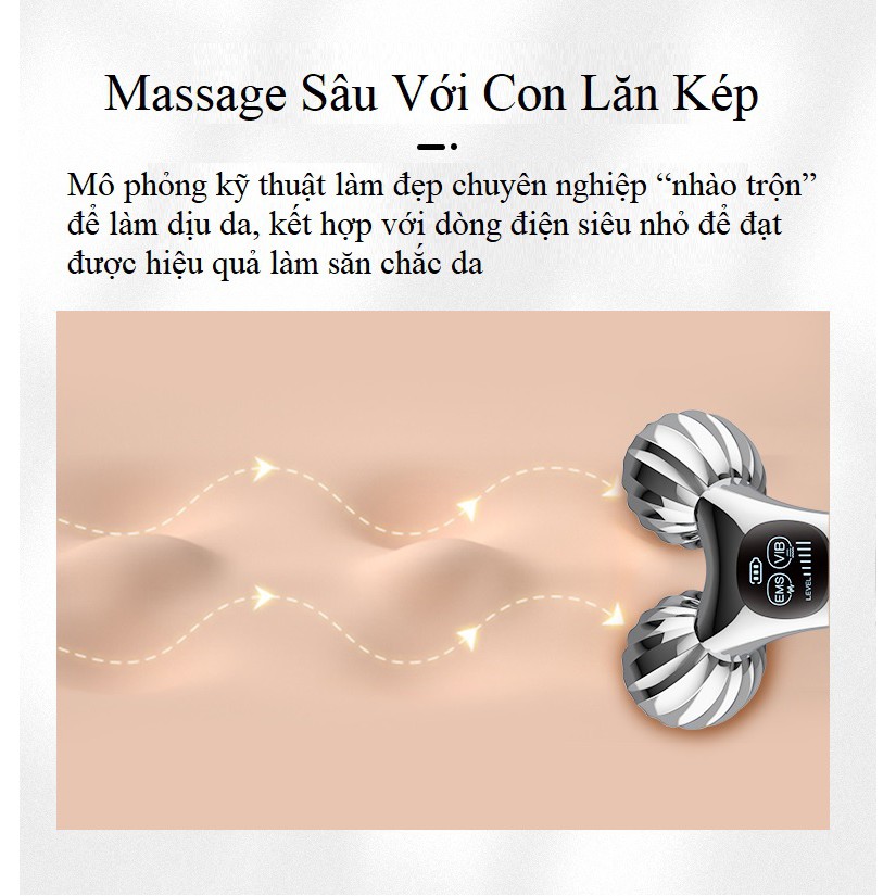 Cây lăn mặt công nghệ sonic và EMS - nâng cơ làm thon gọn, massage mặt body, giảm stress mệt mỏi